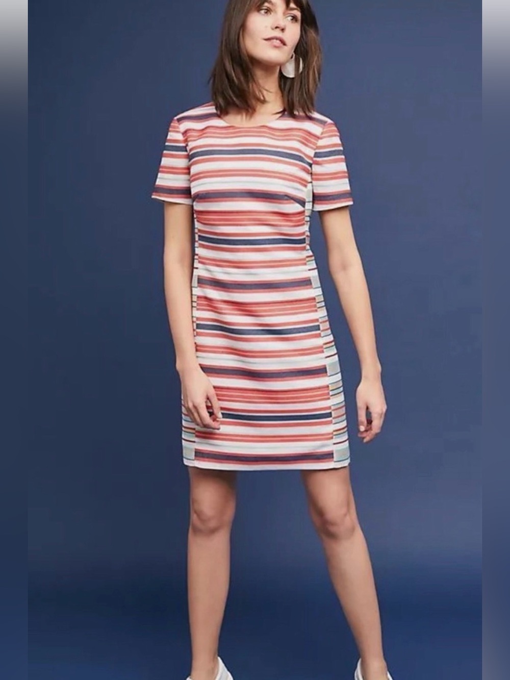 Hutch Striped Fit & Flare Dress Multicolor Short Sleeve Size S Colorful